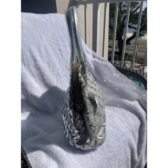 NWT Silver Rhinestone Handbag with Gold Accents Women's Purse Bridal - Picture 6 of 9